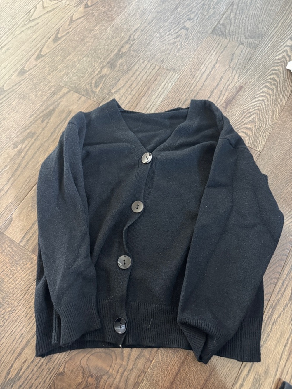 Black Button-Up V-Neck Cardigan